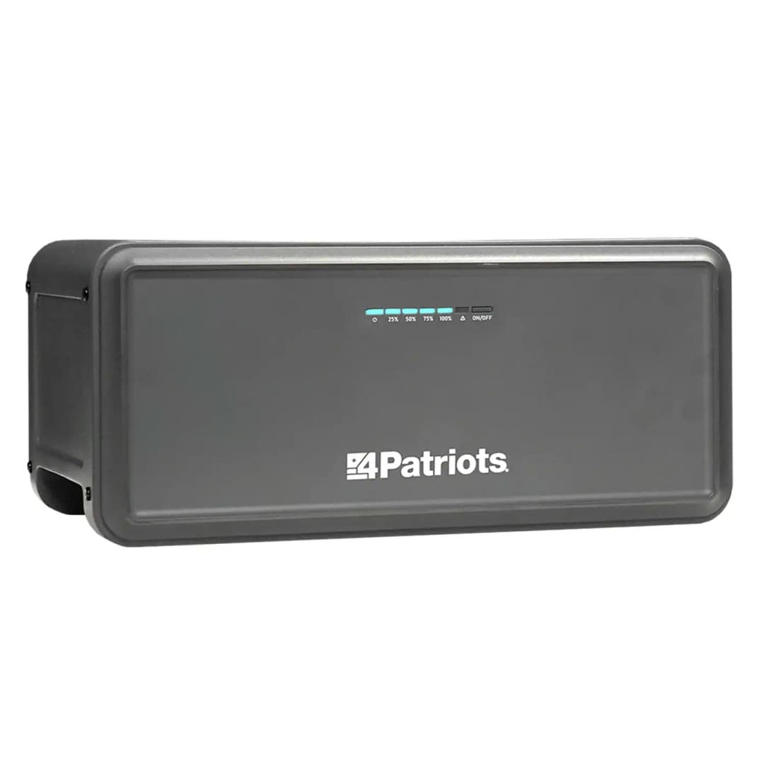 4Patriots Patriot Power Generator 2200X expansion power generator with LED battery indicator lights on front.