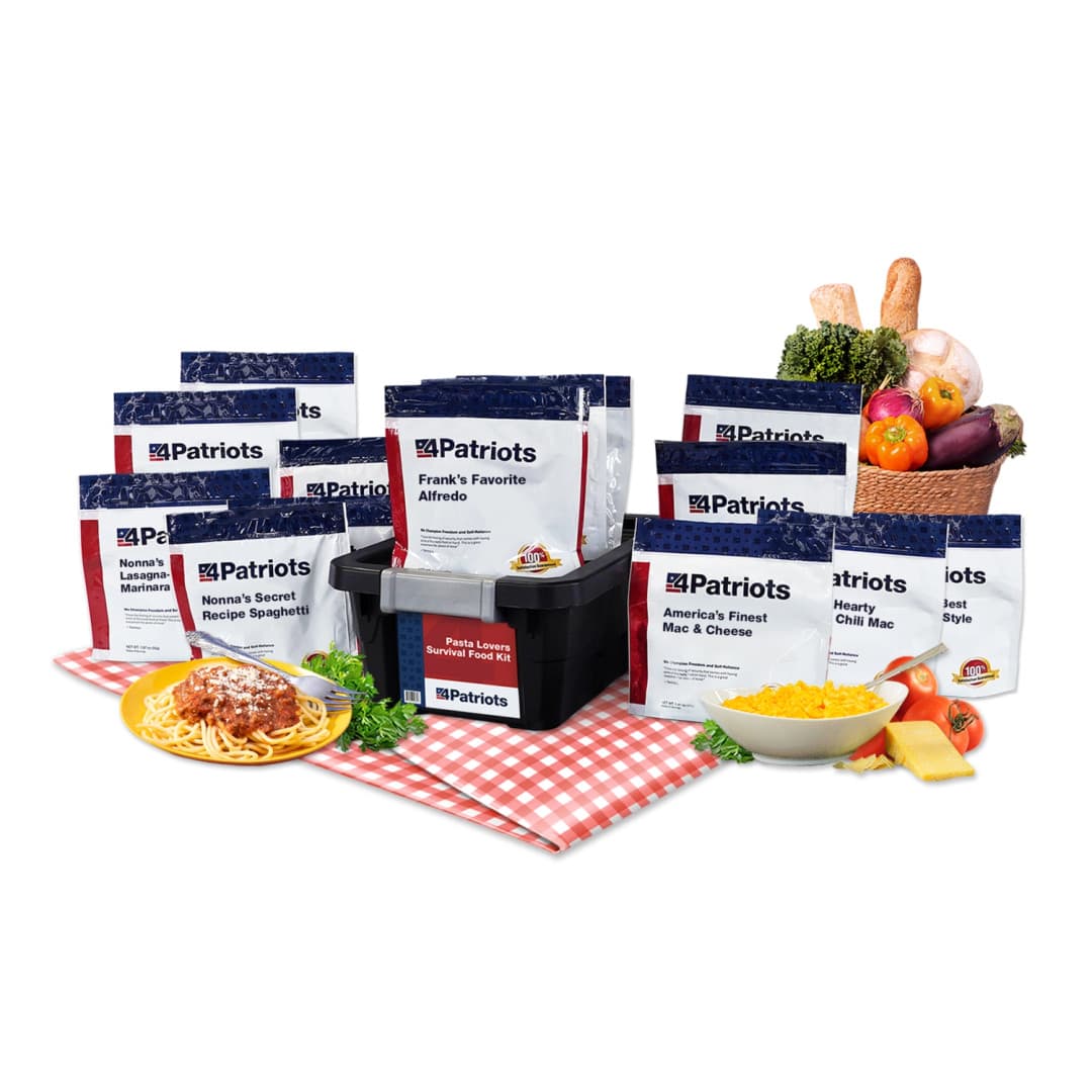 4Patriots New Limited-Edition Pasta Lovers Survival Food Kit including 80 servings.