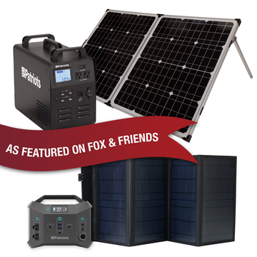  Portable solar generator set with foldable panels and power station, branded 4Patriots.